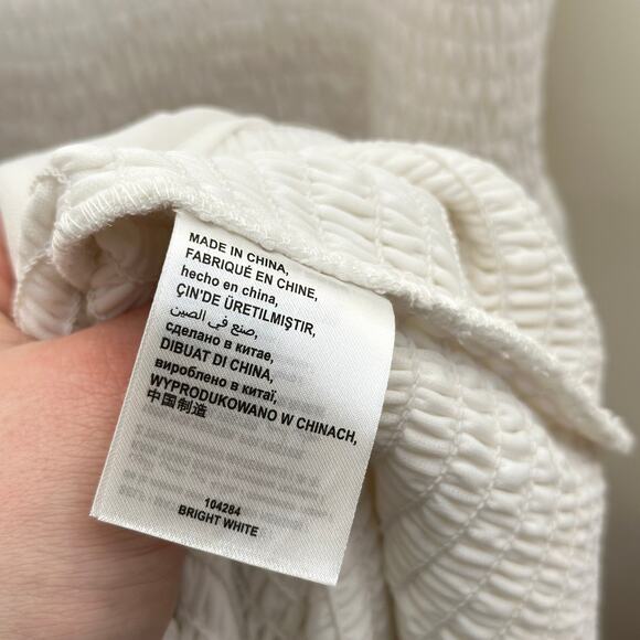 BEBE Smocked Georgette Maxi Dress Bright White {3K29} - Picture 7 of 8